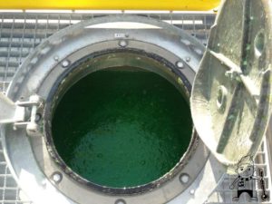 The anti-icing fluid is gel-like and has a green color.