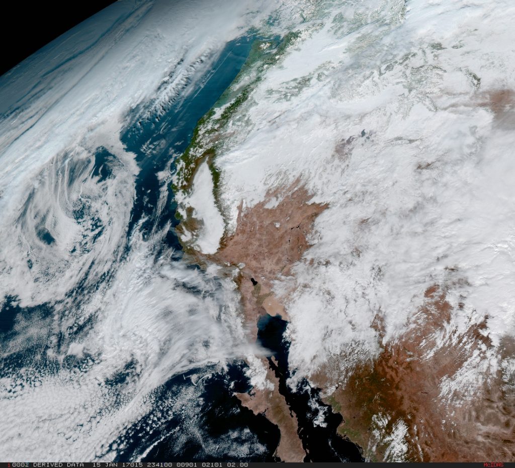 From its central location, GOES-16 captured this image of the west coast of the United States and the Baja Peninsula in Mexico. Once GOES-16 is determined to be operational as either GOES-East or GOES-West, GOES-S, the next spacecraft in the series, which is planned for launch in Spring 2018 will be moved into the other operational position as GOES-17. Image: NOAA