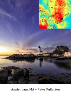 Viewing verification report with the star indicating photographer's location overlaid on the SunsetWx forecast image. Photo: Peter Fullerton c/o SunsetWX.com case study report.