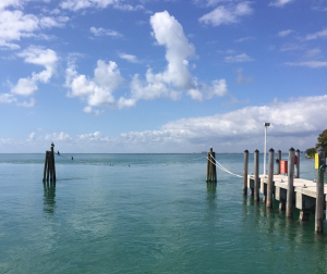 Rosenstiel School of Marine and Atmospheric Science research dock looking south across the southern part of Biscayne Bay. Atlantic Ocean is to the left with Coral Gables, Florida off to the right. Photo: Weatherboy