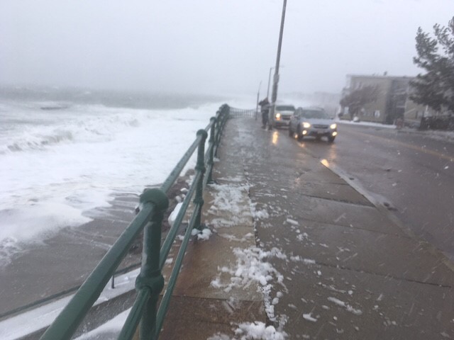 On Winthrop Parkway looking down at Winthrop Beach on a stormy afternoon. Photo: Weatherboy
