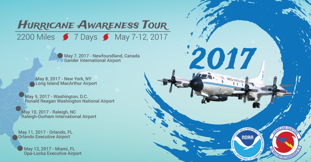 The Hurricane Awareness Tour visits 6 cities over 7 days in May. Image: NOAA