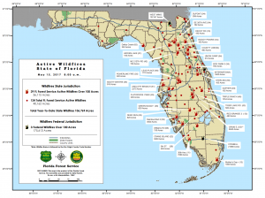 Current fire map across Florida. Source: Florida Forest Service