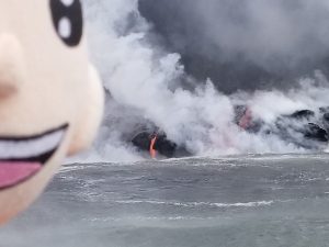 Watching lava flow into the ocean is an almost-magical experience, providing visitors with the unique experience of watching land be made. The view puts a smile on many faces from the lava boat tours. May 2017 Photograph: Weatherboy