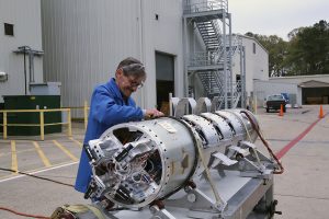 The ampule doors on the sounding rocket payload are open during testing at the Wallops Flight Facility ahead of a scheduled May 31 launch.. Photograph: NASA/Berit Bland