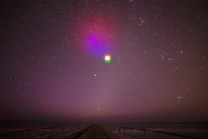 Canisters will release a substance that should create a colorful glow in the early morning sky. Photograph: NASA Wallops Flight Facility