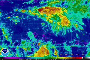 An area near the Caribbean is being monitored for potential tropical cyclone development. Image: NOAA
