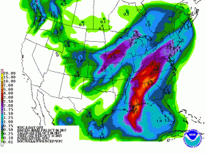 Heavy rain from Nate is expected over the next several days; this map reflects expected amounts over the next 5 days. Image: NWS