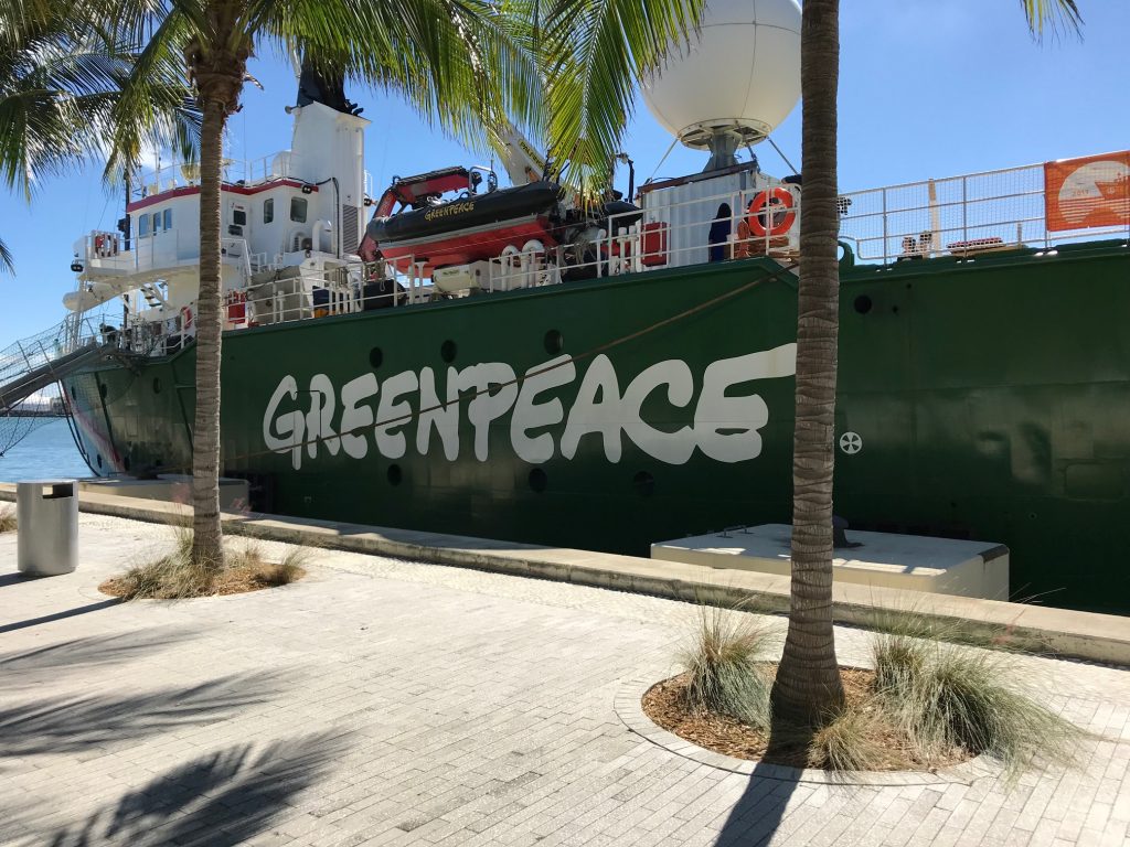 The Arctic Sunrise docked at Museum Park in downtown Miami while on the Atlantic Ship Tour. Photo: Weatherboy