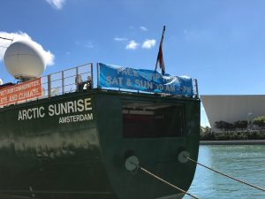 The ship is raising awareness of plastic in the World's oceans and open to tours at each stop on the tour. Photo: Weatherboy