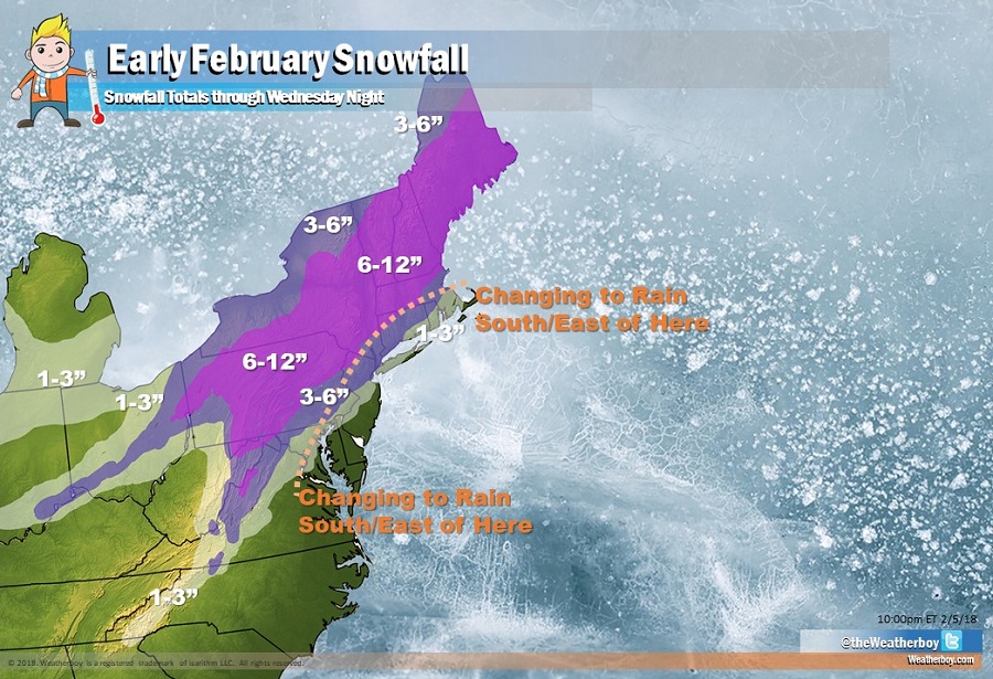 A new winter storm will bring significant snow back to portions of the northeast late Tuesday into Wednesday. However, warm air will surge up the coast, bringing rain to places like Philadelphia and New York City (and points south and east) even if they start out as snow. Image: Weatherboy