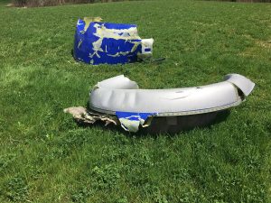 This piece of the engine cowling from SouthwestAir Flight 1830 was found in Pennsylvania. The NTSB says anyone who has found additional pieces should contact witness@ntsb.gov. Image: NTSB