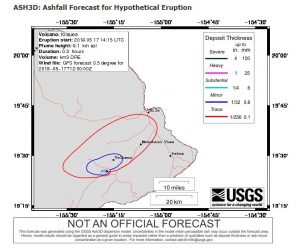 A large explosion has occurred on Hawaii's Big Island; a huge plume of volcanic ash has been created, and that ash could accumulate across a wide area. Image: USGS