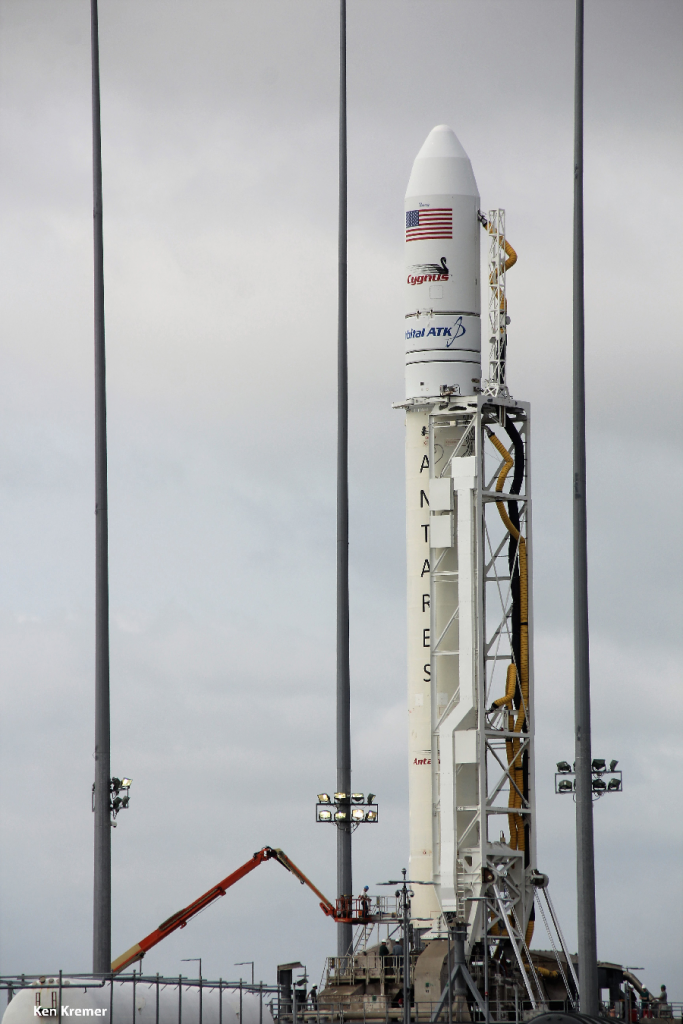 Orbital ATK's Antares rocket is ready for launch on its pad at NASA Wallops in Virginia. Image: Dr. Ken Kremer, exclusive for Weatherboy.com
