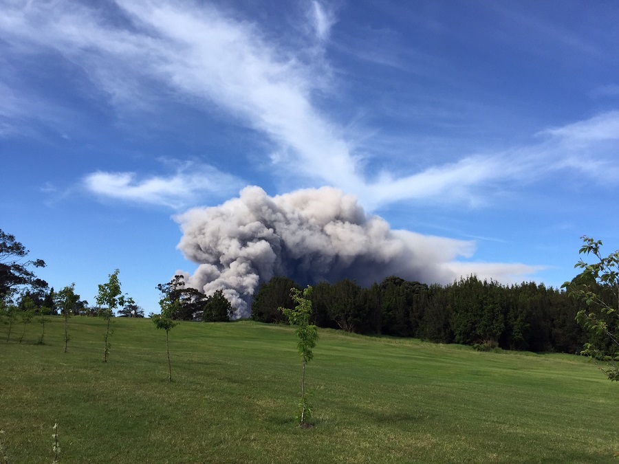 Tuesday's ash event, pictured here, had much more volume than today's explosion, although today's explosion was far more energetic and launched ash much higher into the sky. Image: USGS