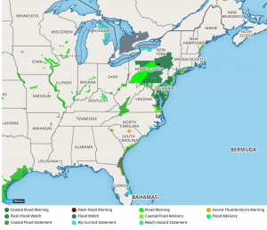 The National Weather Service has issued numerous advisories due to flooding caused by Tropical Storm Gordon's remnants. Image: weatherboy.com