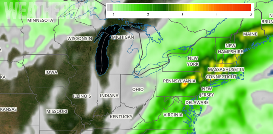 Soaking rains from the remnants of Tropical Storm Gordon are expected to linger into tomorrow. Image: weatherboy.com