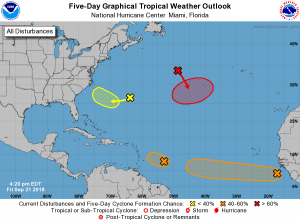 Current Tropical Outlook from the National Hurricane Center. Image: NHC