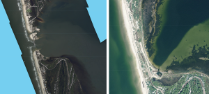 The Cape San Blas Road no longer exists; it and the barrier island it sat on were erased by Hurricane Michael. Image: NOAA