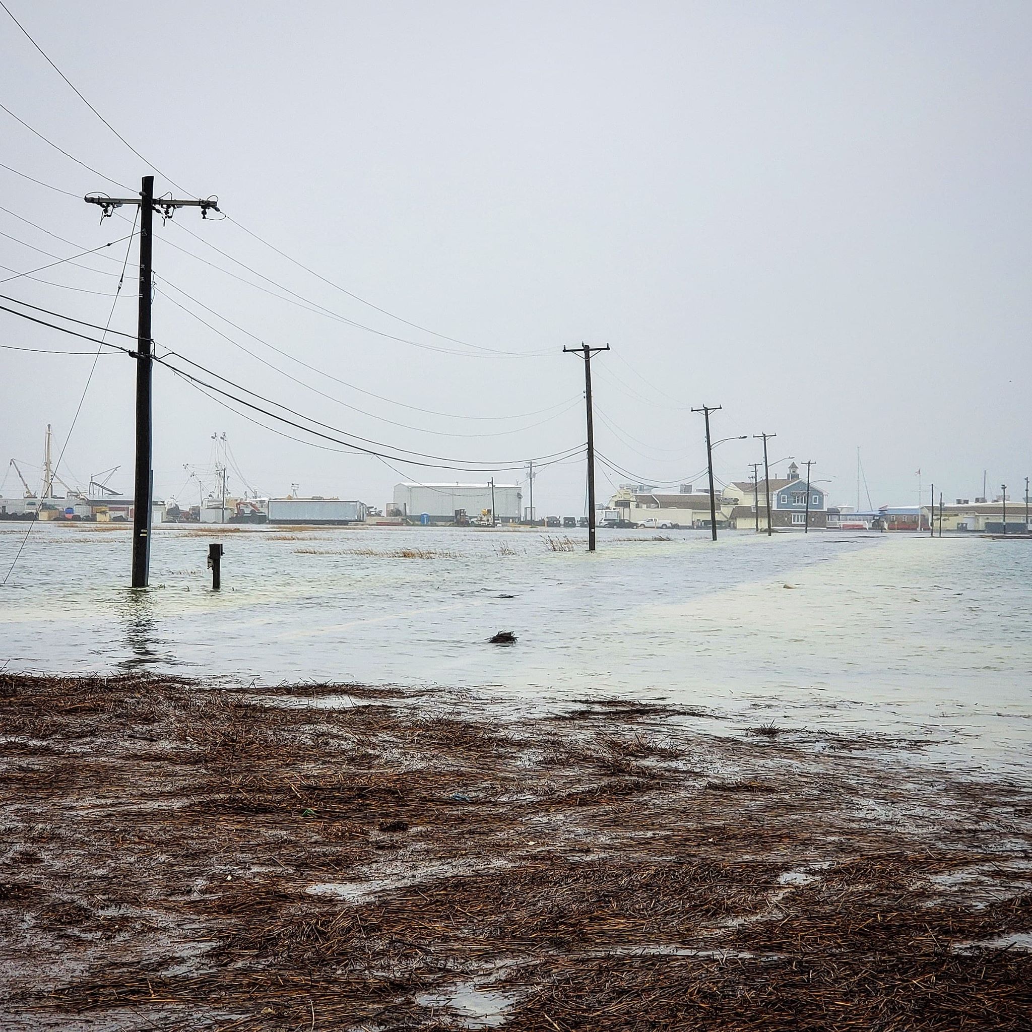 Ocean Drive at Diamond Beach is submerged as a result of today's nor'easter in Cape May County, NJ. Image: Matt Ulmer