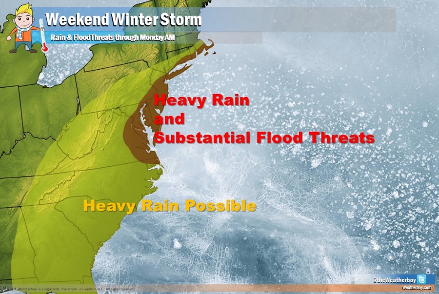 Beyond heavy snow, heavy rain is likely to fall from a winter storm moving through the eastern US this weekend. Image: Weatherboy