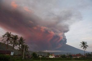 Mount Agung volcano erupts as seen from Culik Village, Karangasem, Bali, Indonesia, on November 26, 2017. Photograph: Reuters