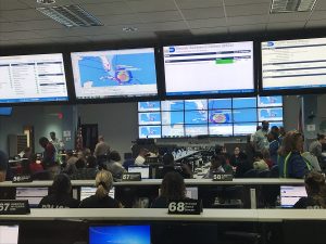 Miami-Dade Emergency Operations Center during the annual storm drill. Map is of Hurricane Coleman, a simulated storm hitting South Florida. Image: Weatherboy
