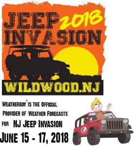 Weatherboy is the official weather forecast provider for the 2018 NJ Jeep Invasion. Image Weatherboy.com