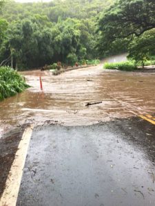 Floods filled roadways and washed away cars on the island of Maui from Tropical Storm Olivia. Image: HDOT