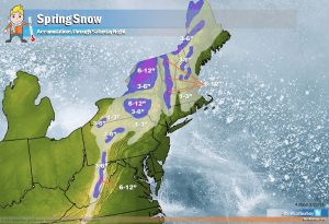 The storm moving into the northeast will produce mainly rain-whipped rain; however, accumulating snow, some significant, is expected to fall over the higher elevations of inland locations. Image: weatherboy.com