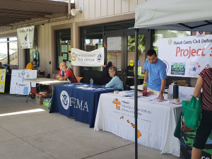 Representatives from Hawaii County Civil Defense, and FEMA were among dozens of organizations present at a Disaster Preparedness Fair for Hawaii County in the State of Hawaii. Image: Weatherboy