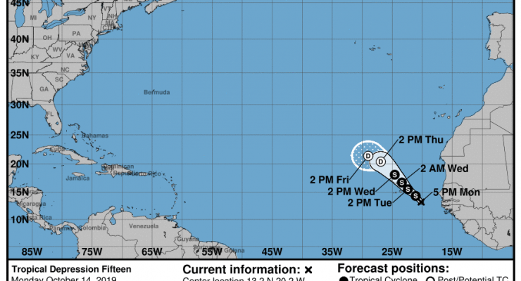 Tropical Depression #15 Forms in Atlantic