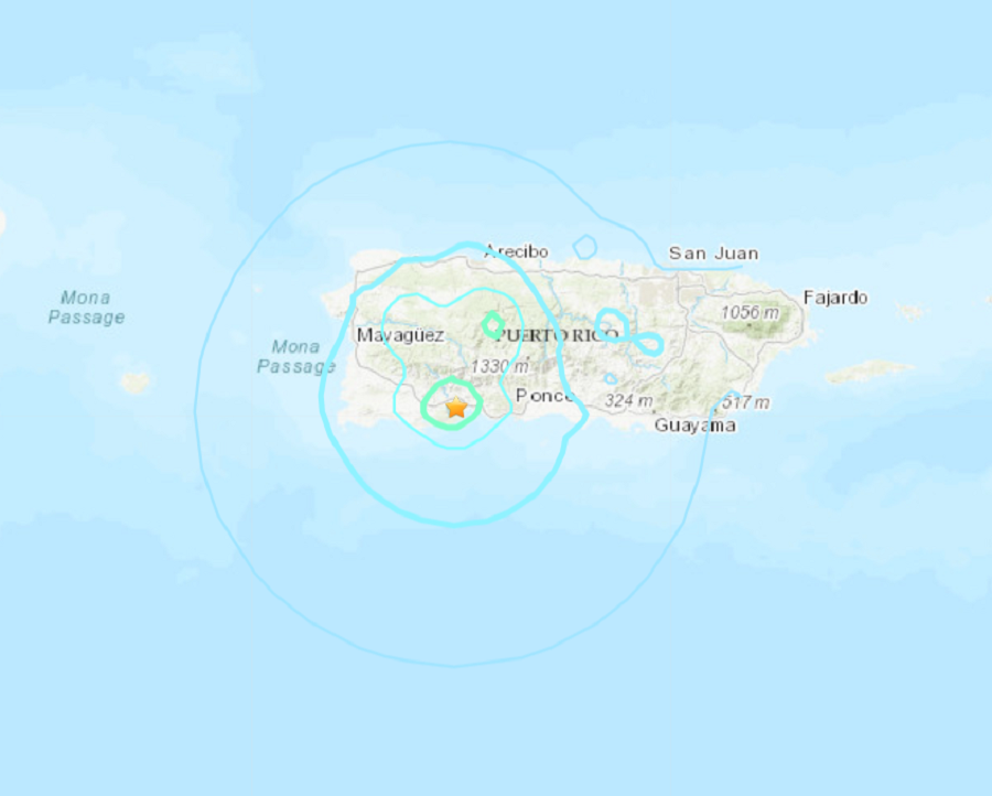 A strong 5.0 earthquake has struck Puerto Rico again. More than 2,000 earthquakes have hit Puerto Rico since the end of December. Image: USGS
