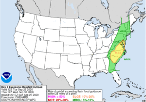 There's a threat of excessive rainfall in the east on Wednesday which could create flood concerns. Image: NWS