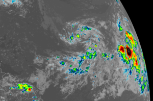 Large disturbances are near the African coast; over time, they could become the next named storms of the 2020 Atlantic Hurricane Season. Image: NHC