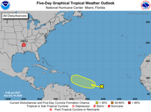 The National Hurricane Center continues to monitor a disturbance traveling across the Atlantic. Image: NHC