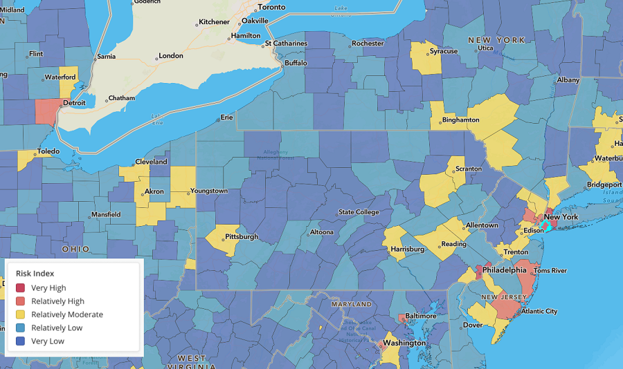 The new FEMA maps provide a county-by-county assessment of various hazards throughout the entire United States. Maps and data can be explored on the FEMA website. Image: FEMA