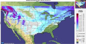 A new record was set yesterday (based on data back to 2003) of the most snow cover across the continental U.S. Image: NWS